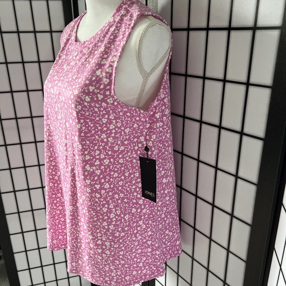 Jones New York Women's Pinkish/Purple Shell with White Flowers Size Lg - Picture 2 of 6